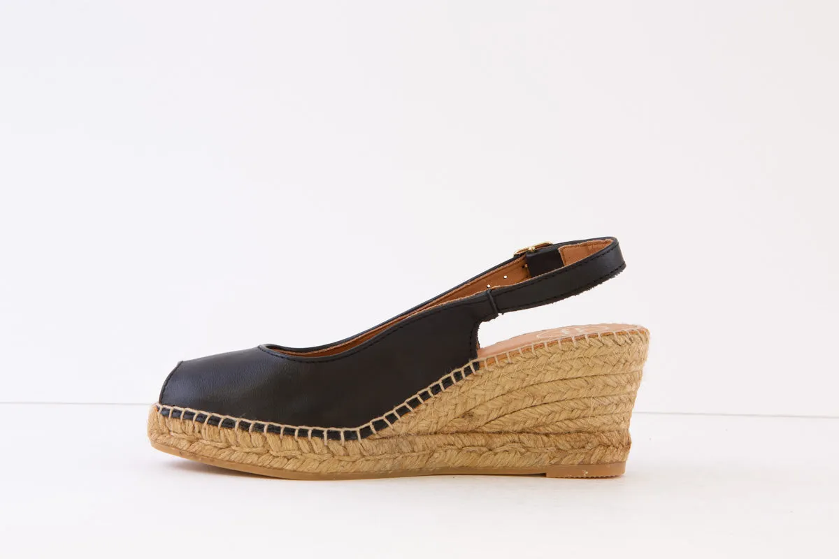 TONI PONS - CROACIA MEDIUM WEDGE PEEP-TOE SANDAL - BLACK