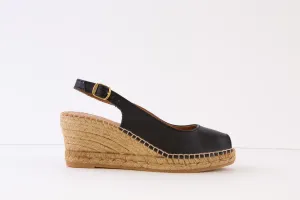 TONI PONS - CROACIA MEDIUM WEDGE PEEP-TOE SANDAL - BLACK
