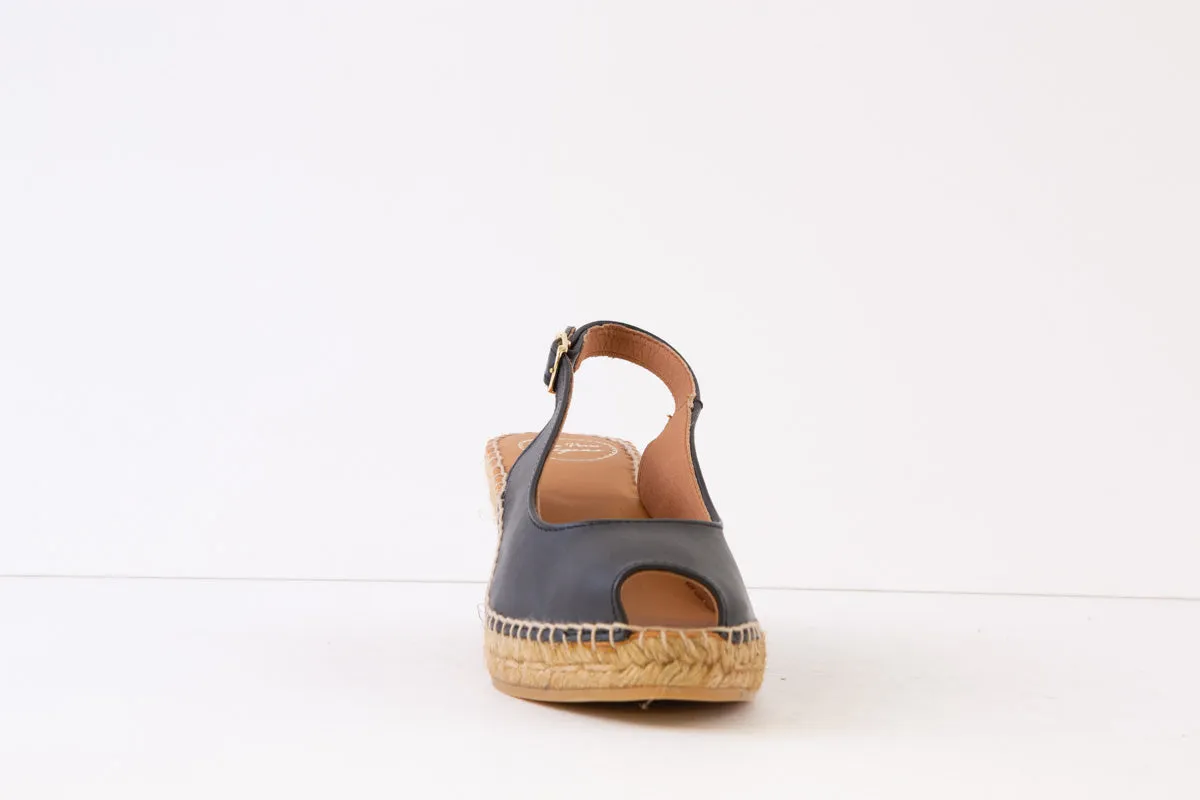 TONI PONS - CROACIA MEDIUM WEDGE PEEP-TOE SANDAL - BLACK