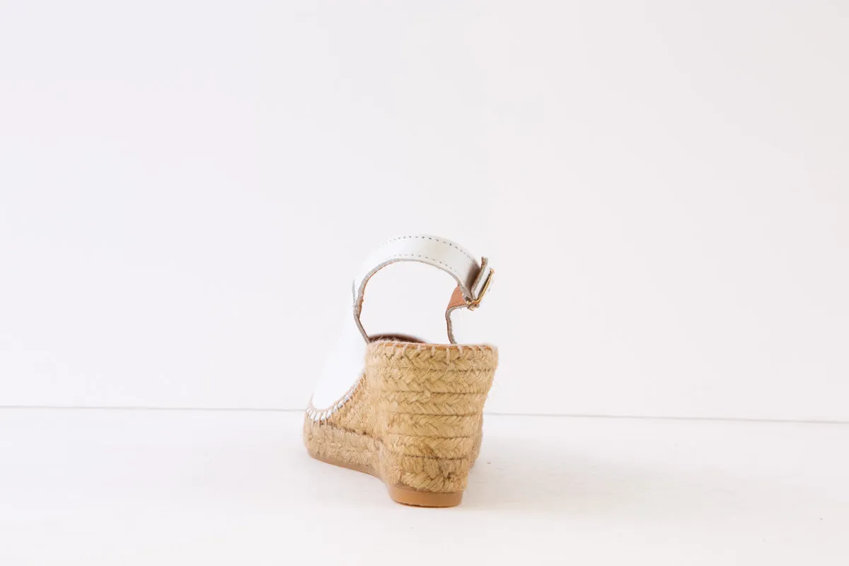 TONI PONS - CROACIA MEDIUM WEDGE PEEP-TOE SANDAL - WHITE
