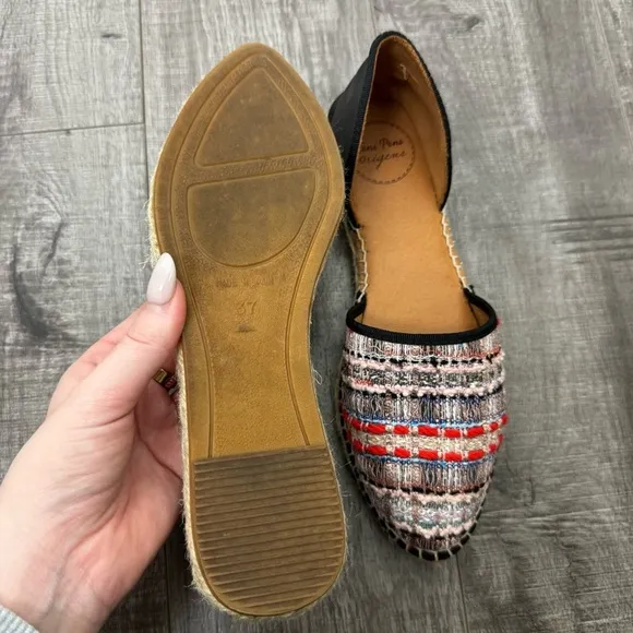 Toni Pons Origens Tweed Fabric Almond Toe Bohemian Flats Size 37 (7)