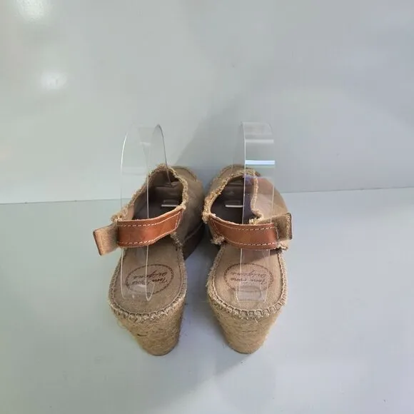 Toni Pons Origens Wedge Espardrille Sandals Beige Canvas Size 37/38