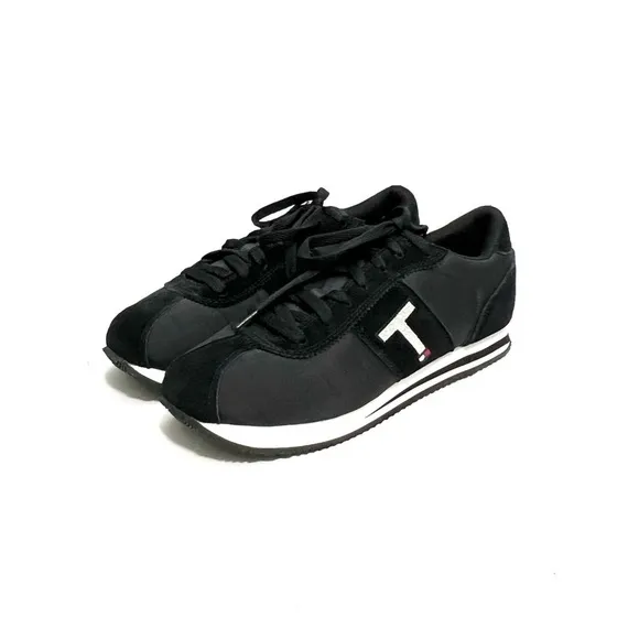 TONNY HILFIGER | Vintage 1990s deadstock womens black nylon platform sneakers