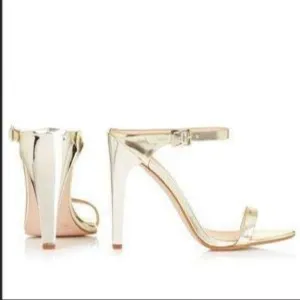 Topshop Gold High Heel Slip On Strappy Sandals, New, 7.5