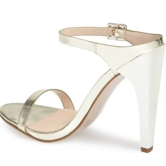 Topshop Gold High Heel Slip On Strappy Sandals, New, 7.5