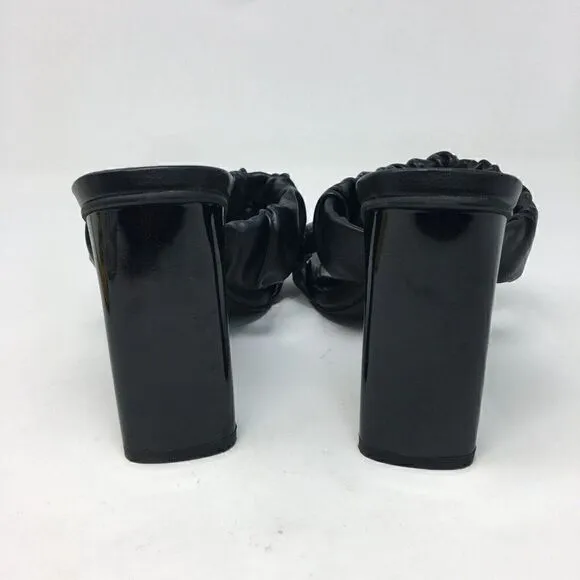 Topshop Women's Sandals Black Size 37 Rumi  Scrunch Strappy Slip On Heels Square