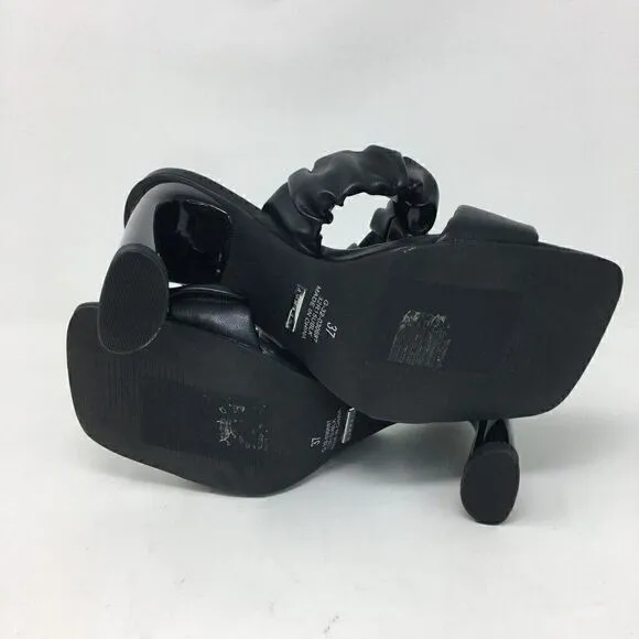 Topshop Women's Sandals Black Size 37 Rumi  Scrunch Strappy Slip On Heels Square