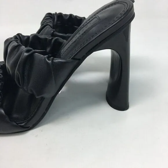 Topshop Women's Sandals Black Size 37 Rumi  Scrunch Strappy Slip On Heels Square