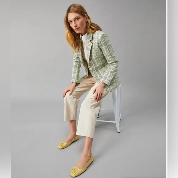Tory Burch 11 Georgia Soft Croc Emboss Ballet Flats Almond Flour$268 NEW