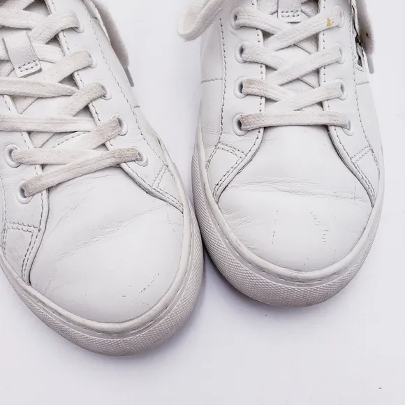 Tory Burch Amalia Womens Size 6 White Calf Leather Sneakers Low Top Lace Up