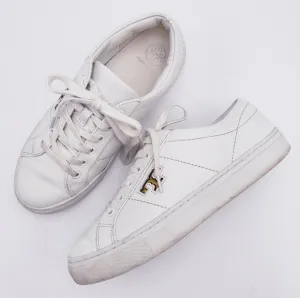 Tory Burch Amalia Womens Size 6 White Calf Leather Sneakers Low Top Lace Up