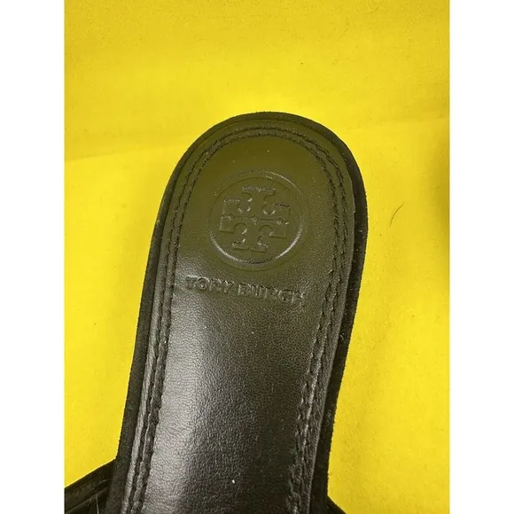 Tory Burch Annabelle‎ Black Bow Slide Suede Sandals Women’s 5M