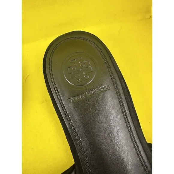 Tory Burch Annabelle‎ Black Bow Slide Suede Sandals Women’s 5M