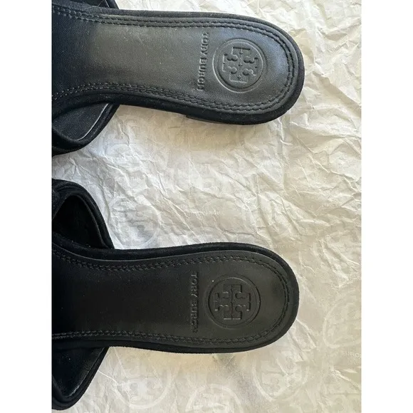 Tory Burch Annabelle‎ Black Bow Slide Suede Sandals Women’s 5M