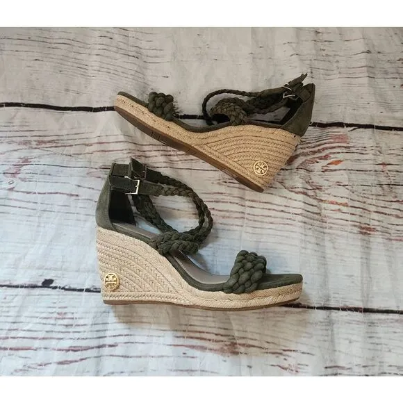 Tory Burch Bailey Wedge Ankle Strap Sandals Size 9.5