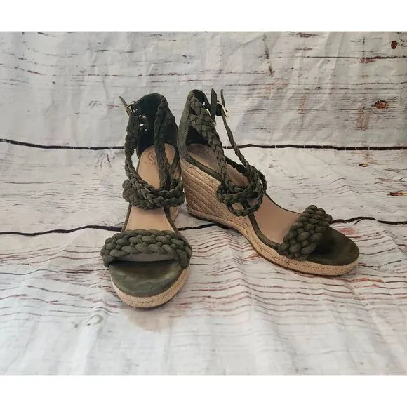 Tory Burch Bailey Wedge Ankle Strap Sandals Size 9.5