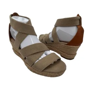 Tory Burch Beige Slip On Wedge Espadrille Sandals Size 8 Women’s