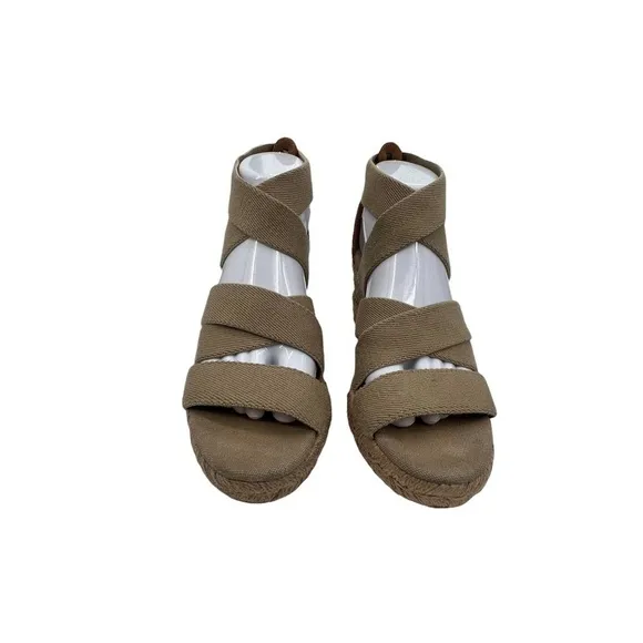 Tory Burch Beige Slip On Wedge Espadrille Sandals Size 8 Women’s