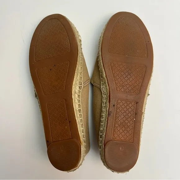 Tory Burch Beige/White Canvas Cap Toe Espadrille Flats, Size 7