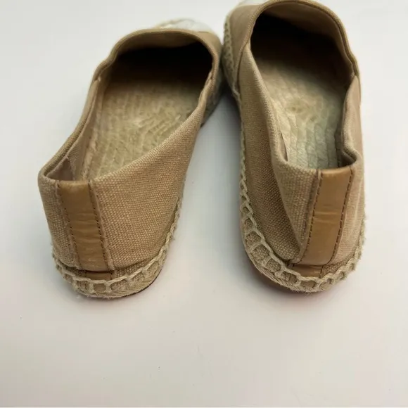 Tory Burch Beige/White Canvas Cap Toe Espadrille Flats, Size 7