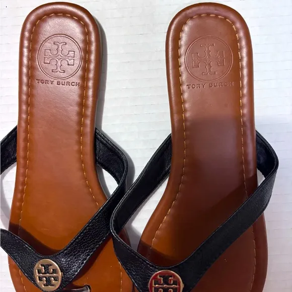 Tory Burch Black and Brown Women's Sandals Size 8