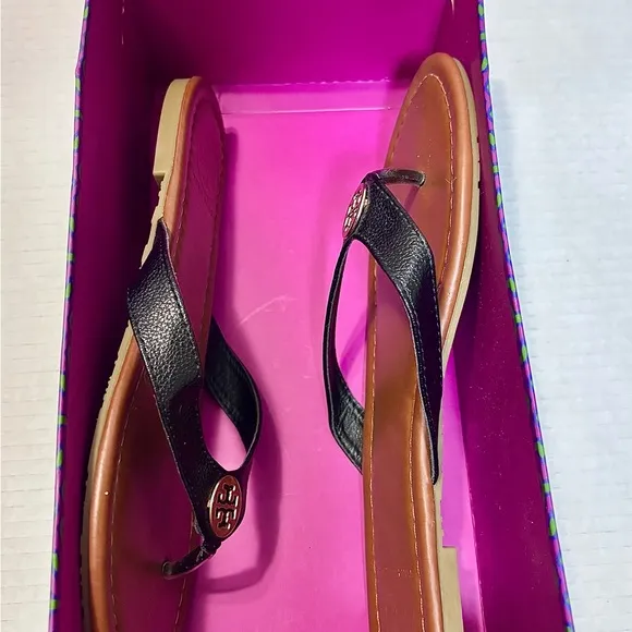 Tory Burch Black and Brown Women's Sandals Size 8