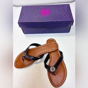 Tory Burch Black and Brown Women's Sandals Size 8