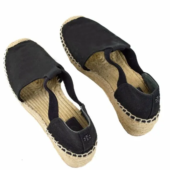 TORY BURCH Black Canvas Espadrilles