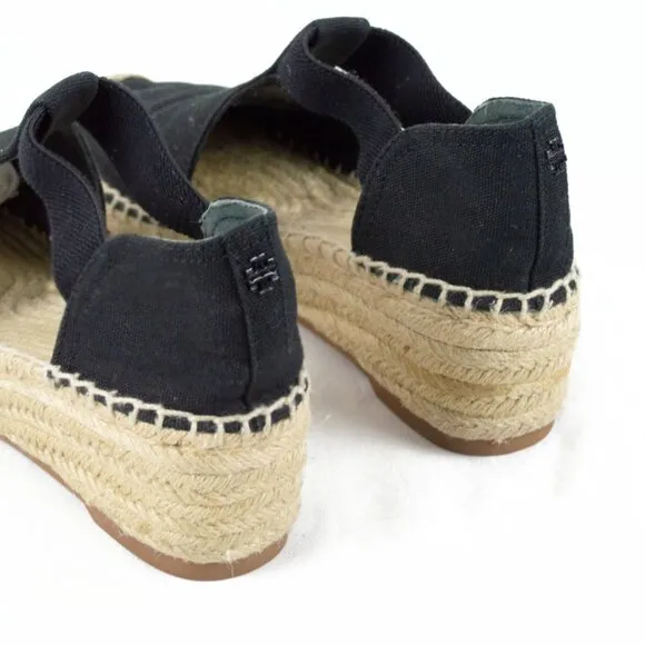 TORY BURCH Black Canvas Espadrilles