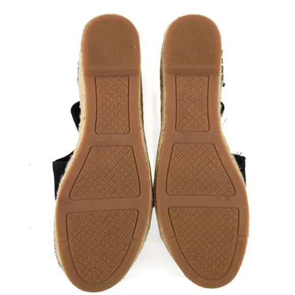 TORY BURCH Black Canvas Espadrilles