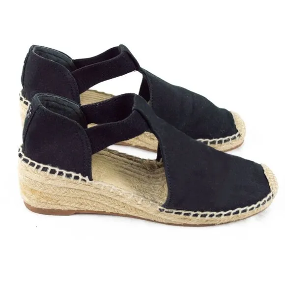 TORY BURCH Black Canvas Espadrilles