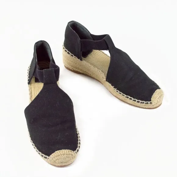 TORY BURCH Black Canvas Espadrilles