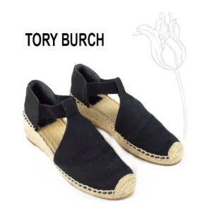 TORY BURCH Black Canvas Espadrilles