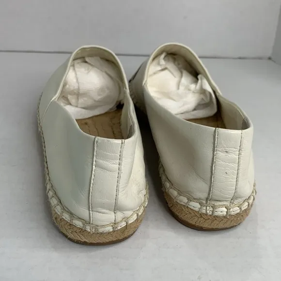 Tory Burch black/white leather color block cap toe espadrille flats