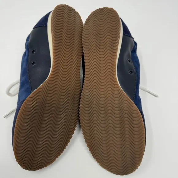Tory Burch Blue &amp; White Suede Low Top Runner Sneakers