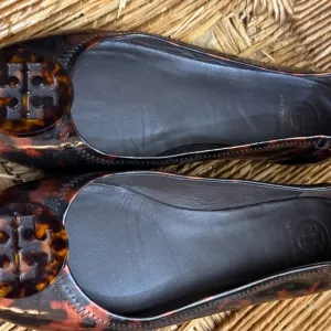 Tory Burch Brown Flats with Rounded Toe and Slip-On Design