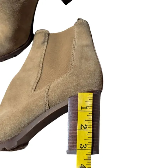 Tory Burch Brown Stafford Suede Ankle Heeled Boots 9 Chelsea Boot Stacked Preppy