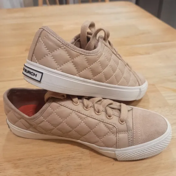 Tory Burch Bryant Sneakers Beige Quilted Leather Size 6