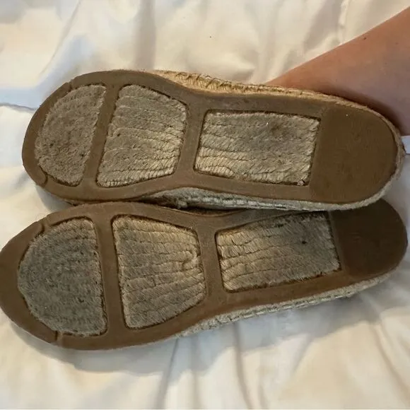 Tory Burch Canvas Weston Color block Espadrilles Black Cream 7.5