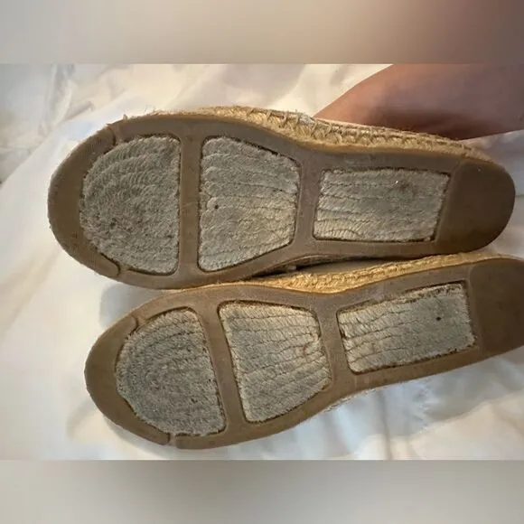 Tory Burch Canvas Weston Color block Espadrilles Black Cream 7.5