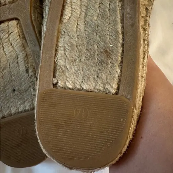 Tory Burch Canvas Weston Color block Espadrilles Black Cream 7.5