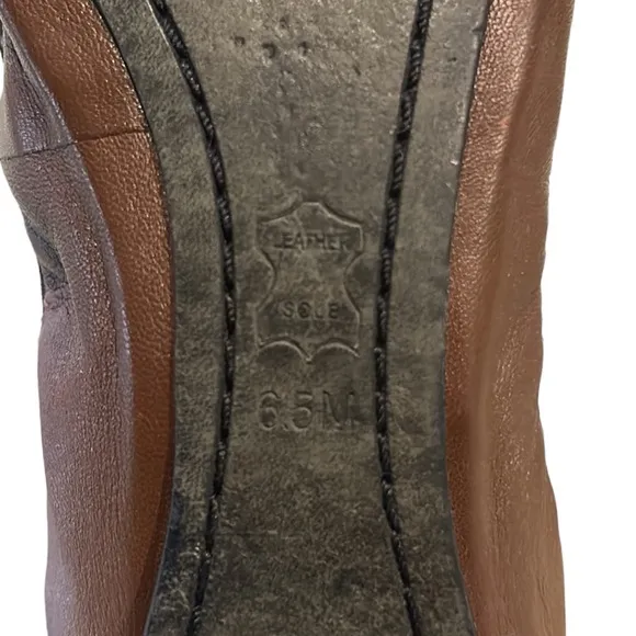 Tory Burch Caroline Brown Leather &amp; Black Ballet Flats - 6.5