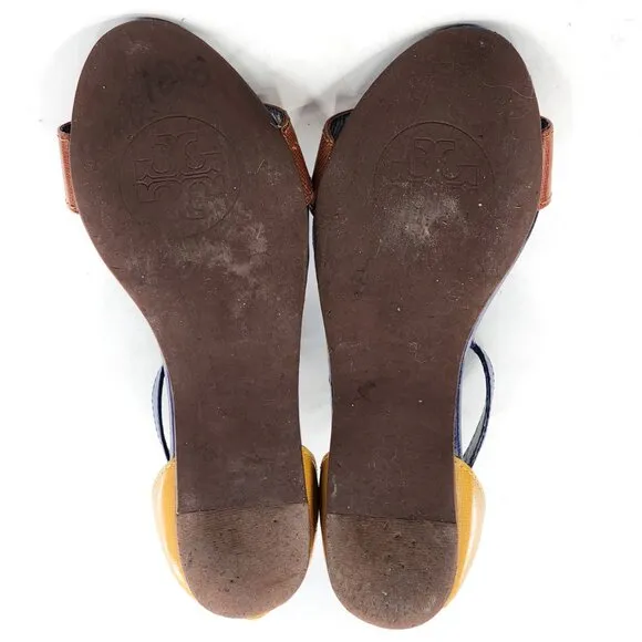 TORY BURCH Casey Colorblock Ankle Strap Leather Sandals