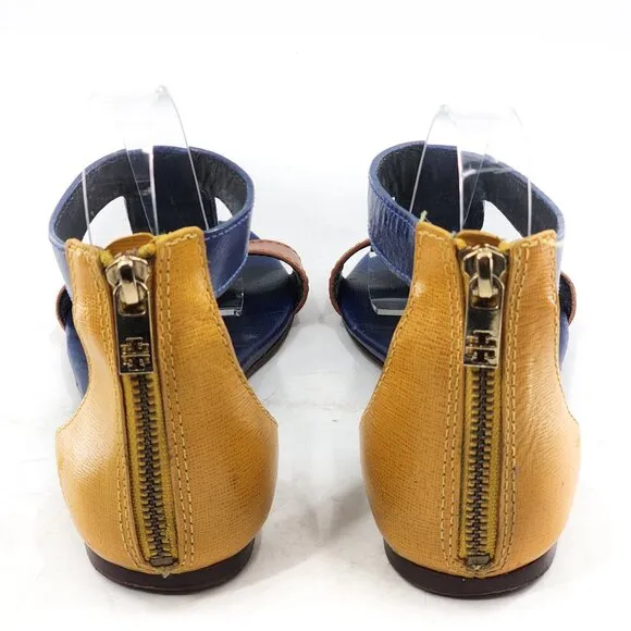 TORY BURCH Casey Colorblock Ankle Strap Leather Sandals