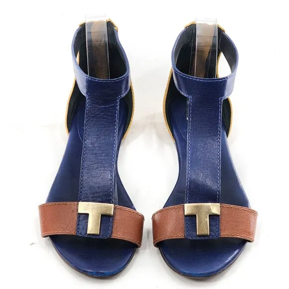 TORY BURCH Casey Colorblock Ankle Strap Leather Sandals
