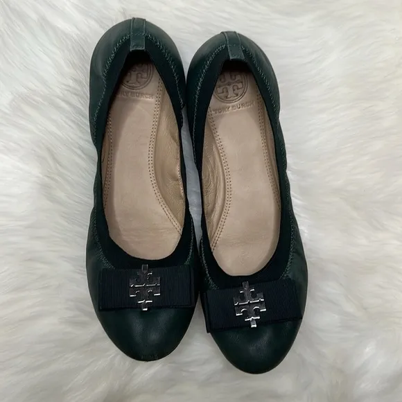 Tory Burch Dark Green Ballet Flats