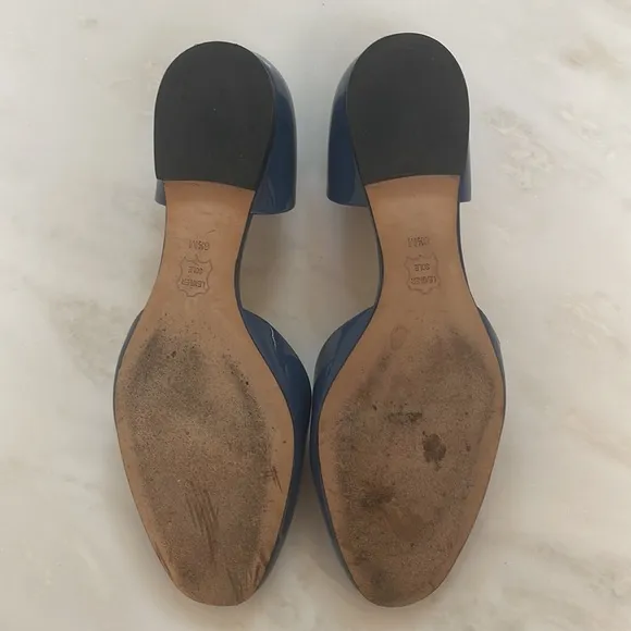 Tory Burch D’Orsay Blue Patent Leather Flats