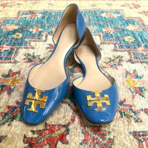 Tory Burch D’Orsay Blue Patent Leather Flats