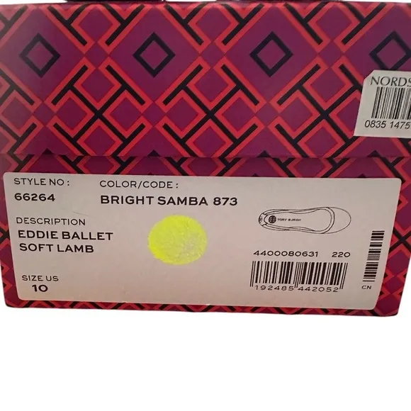 Tory Burch | Eddie Ballet Flats Soft Lamb, Bright Samba, Sz 10