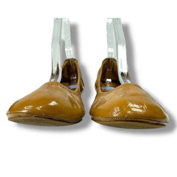 Tory Burch Eddie Tan Patent Leather Ballet Flats, Coquette Feminine Casual, Sz 8